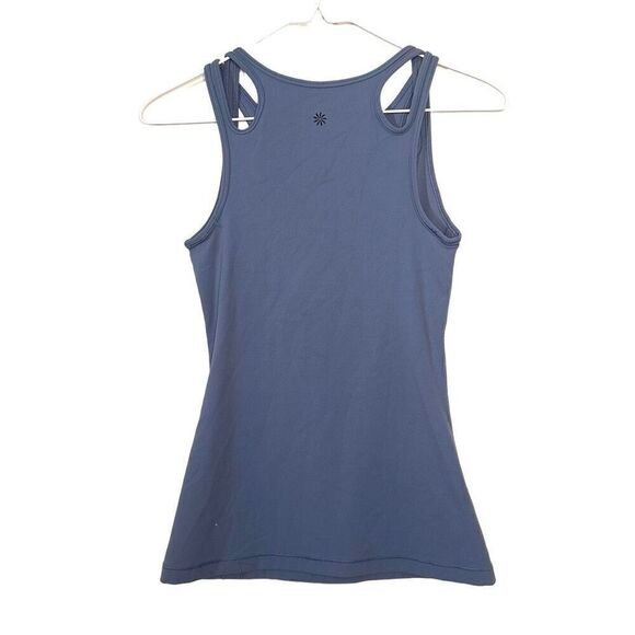 Athleta Cut Out Stretch Sleeveless Ashanti Active Tank Top Stone Blue Size 2XS - Picture 2 of 3